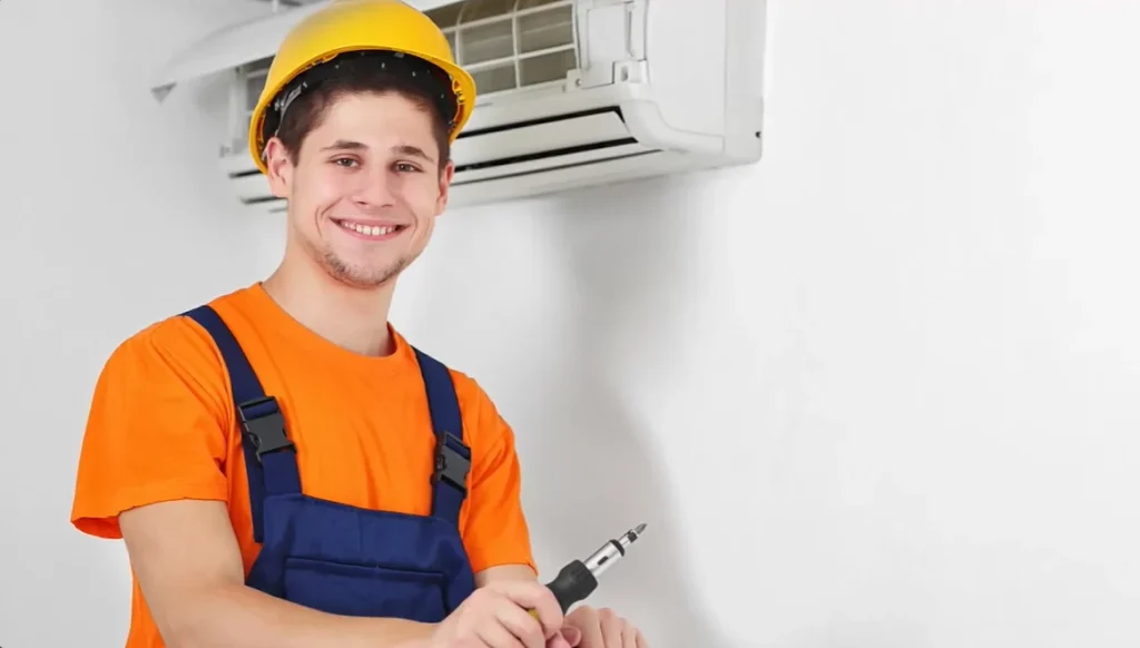 HVAC technician ready for an air conditioning service call
